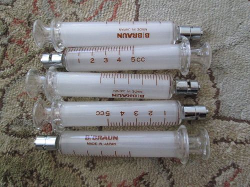 65  b braun 5 cc glass injection syringe luer lock metal tip reusable japan for sale
