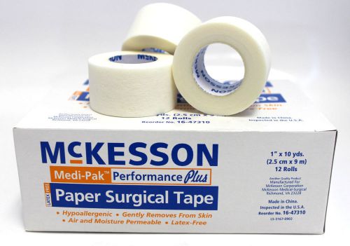 3 BOX McKESSON PAPER SURGICAL TAPE 1&#034; x 10 YDS MEDICAL LATEX FREE 36 ROLLS