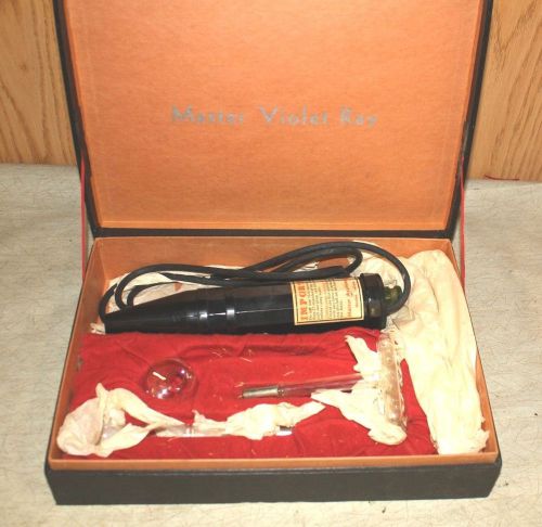 VINTAGE MASTER VIOLET RAY QUACK MEDICAL DEVICE w/CASE, 3 ATTACHMENTS WORKS!