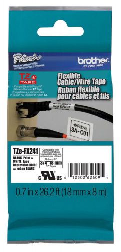 Brother tzfx241 tz-fx241 tze-fx241 p-touch flex id tape tzefx241 18mm blk/wht for sale