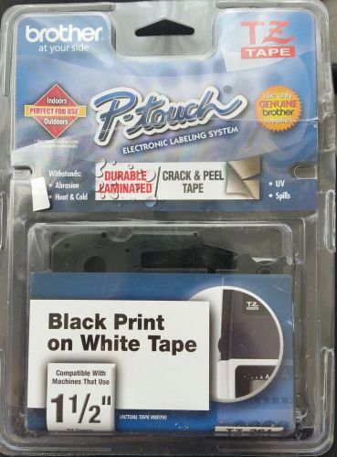 NEW TZe Standard Adhesive Laminated Labeling Tape 1-1/2  Black on White