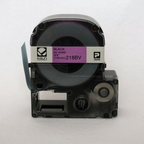 K-sun 218bv black on violet tape 3/4&#034; ksun labelshop label tape 18mm for sale
