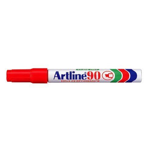 Artline 90 2-5mm Chisel Tip Permanent Marker - Red [Pack of 12]