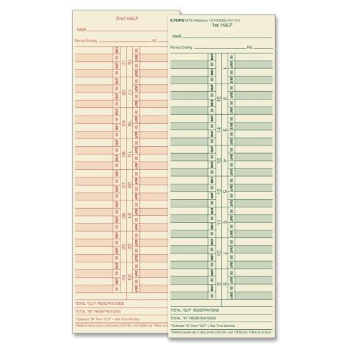 TOPS Semi-Monthly Time Card - 10.50&#034; x 3.5&#034; Size - Manila - 500 / Box