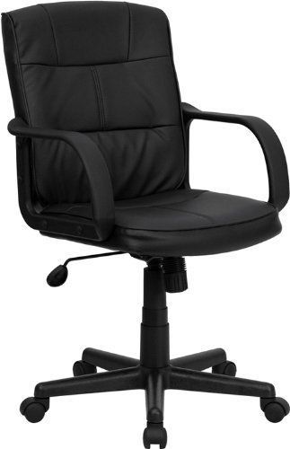 Flash Furniture Mid-Back Black Leather Office Chair with Nylon Arms Brand New!