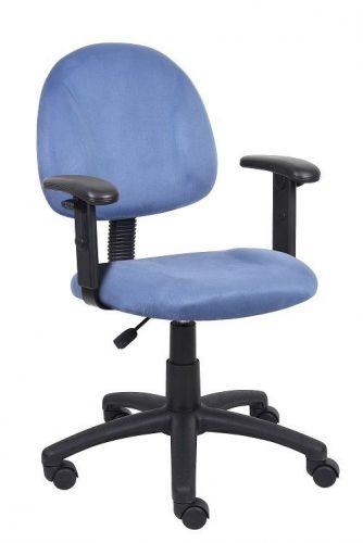 B326 BOSS BLUE MICROFIBER DELUXE POSTURE OFFICE TASK CHAIR WITH ADJUSTABLE ARMS