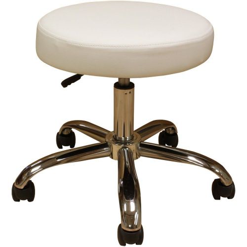 2 ADJUSTABLE ROLLING STOOL WITH FAUX WHITE LEATHER SEAT