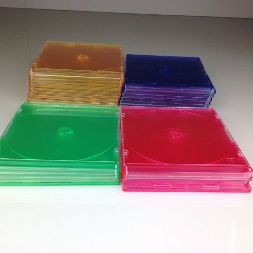 Blank Plastic DVD / CD Disc Cases -25- Orange, Green, Blue &amp; Pink  (Lot)
