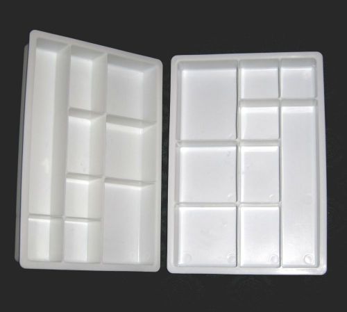 2 Universal Drawer Organizers 9 Compartments White Plastic Jewelry Crafts Work