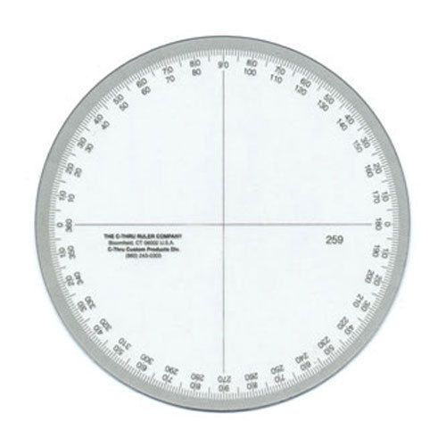 New C-Thru 360° Circular Protractor 4&#034; Measure Ruler