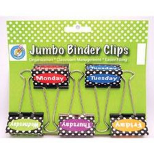 Ashley Productions Black Dots On White Binder Clips Days Of The Week