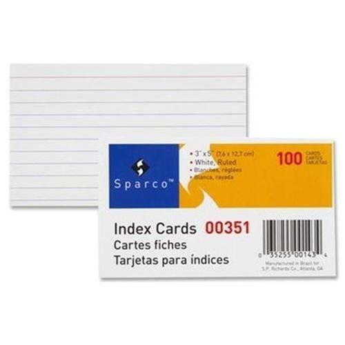 Sparco printable index card - 5&#034; x 8&#034; - 75 lb - recycled - 100 / pack (spr00581) for sale