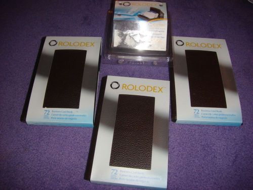 Nib rolodex covered card file &amp; 3 new faux leather 72ct business card books for sale