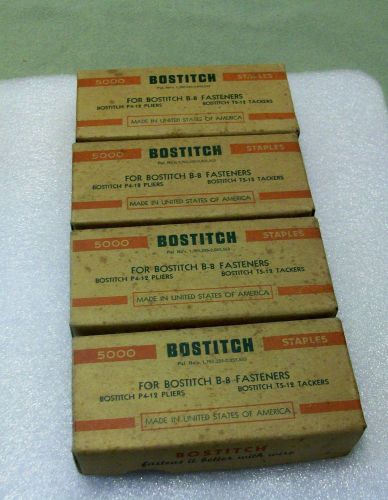 4 VINTAGE BOXES BOSTITCH B8 STAPLES STCRP 2115 1/4&#034; STAPLES