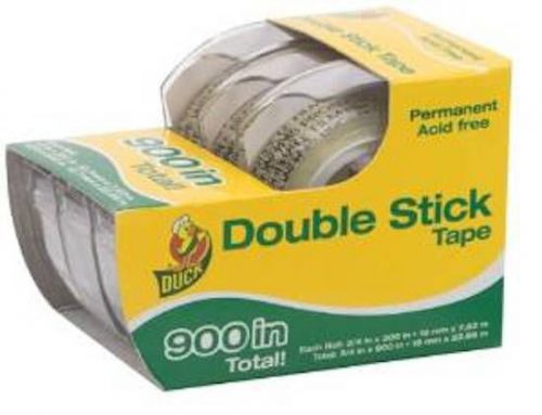 Duck perm double stick tape with dispenser, 1/2-inch x 300 inches, clear 3 pack for sale