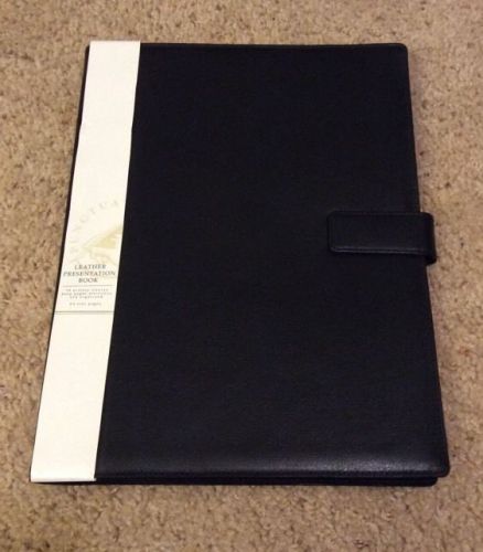 Black Leather Presentation Book / File Holder 24 Sleeves New!