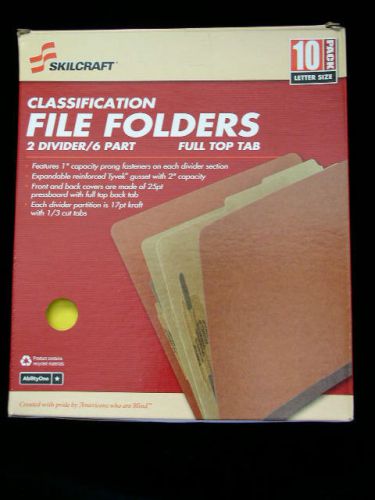 Skilcraft  yellow classification file folders 6 pt 2 divider letter 10 pack for sale