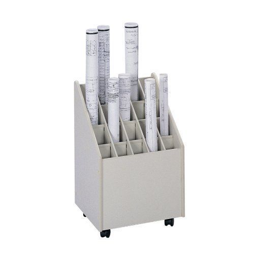 Safco 3082 Laminate Mobile Roll File  20 2-3/4 x 2-3/4 Bins  15-1/4wx13-1/8dx23-