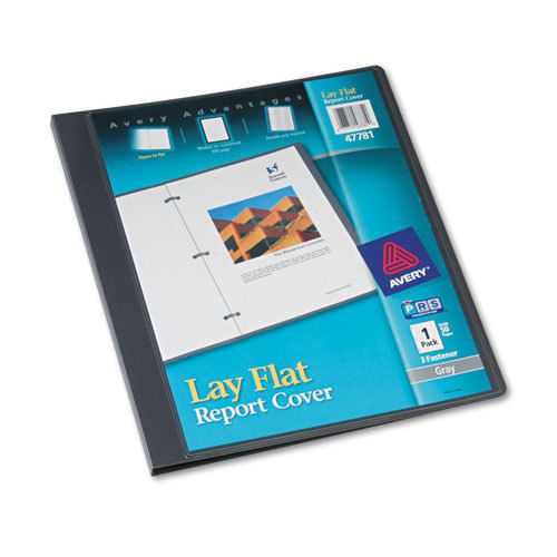 Lay Flat Report Cover, Flex Fastener, Letter, 1/2&#034; Capacity, Clear/Gray