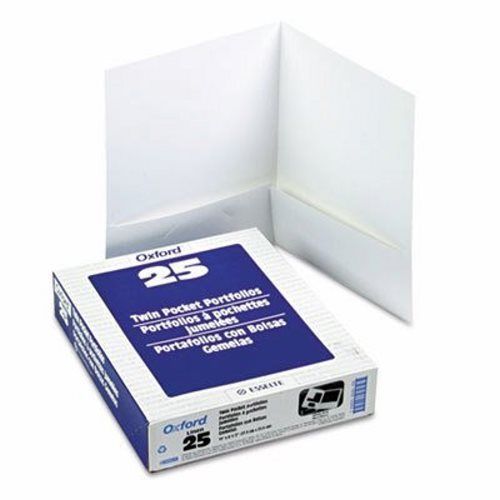 Oxford Twin-Pocket Linen Paper Portfolio, White (OXF53404)