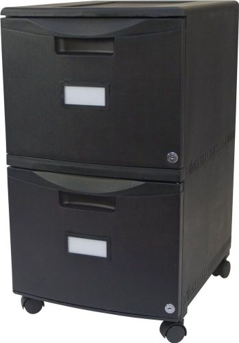18 Wheeled Two Drawer Locking Filing Cabinet Black Removable Casters