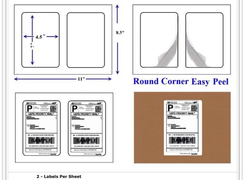 Easy peel 300 quality white matte 7 x4.5&#034; shipping labels 2/sheet - usps paypal for sale