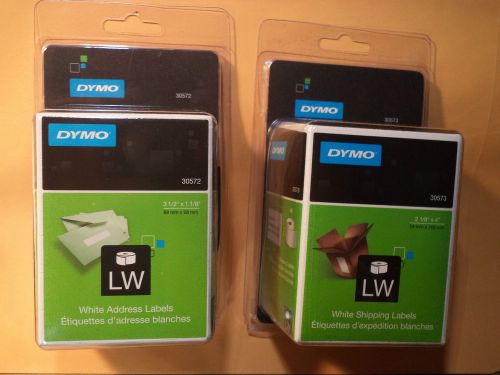 2 packs 1 each DYMO LW LABELS white address 30572 &amp; Shipping 30573 free postage