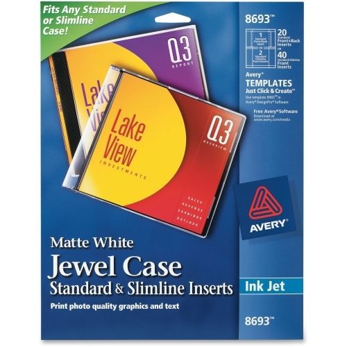 Avery Jewel Case Insert - Matte - 40 / Pack - White