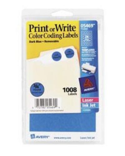 Avery labels print or write 3/4&#039;&#039; round dark blue 1008 count for sale