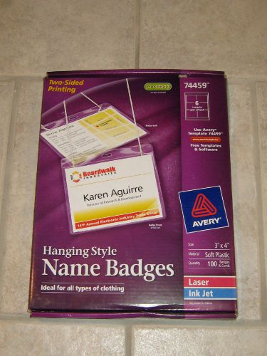 100 Avery 74459 Hanging Style Name Badges 3 x 4 NEW