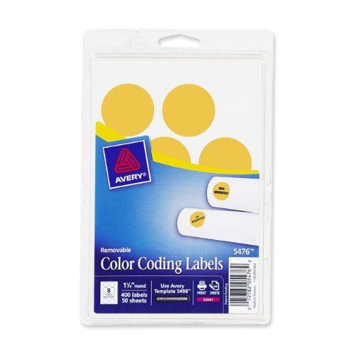 Avery Round Color Coding Multipurpose Label - 1.25&#034; Diameter - 400 / (ave05476)