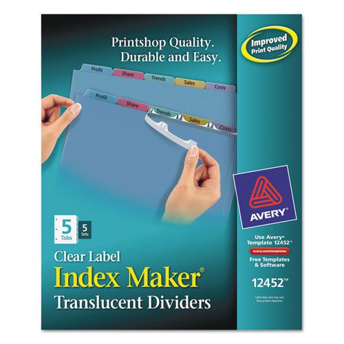 Index Maker Clear Label Punched Dividers, Multicolor 5-Tab, Letter, 5 Sets