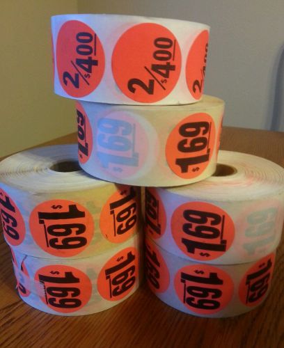 6 rolls 1.5 Round Bright Red Special Price Point Retail Labels Stickers