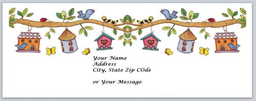 30 Personalized Return Address Labels Bird Houses Buy 3 get 1 free (bh2)