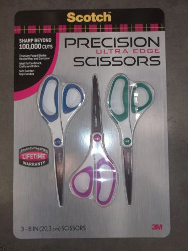 NEW 3 Titanium 3M Scotch Precision Ultra Edge 8&#034; Scissors Lifetime Warranty