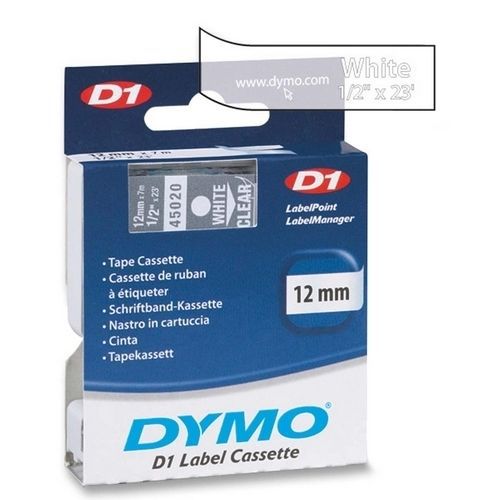 DYMO 45020  D1 WHITE PRINT / CLEAR TA