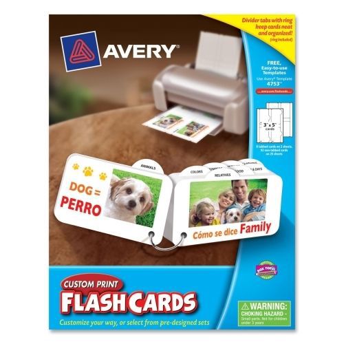 Avery Custom Print Flash Card - 3&#034;x5&#034; - 100/Pack - Kindergarten to 5th