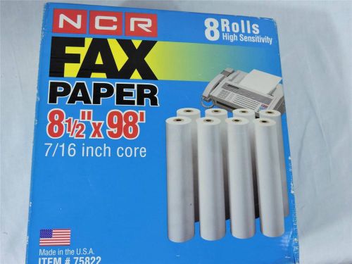 NCR Fax Paper 8.5&#034; X 98&#039; 8 Rolls 7/16 &#034; Core