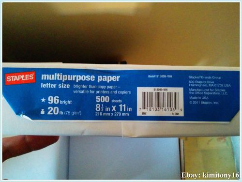 STAPLES *Multipurpose Paper* [1 Ream=500 sheets] 8 1/2&#034; x 11&#034; [LETTER SIze]