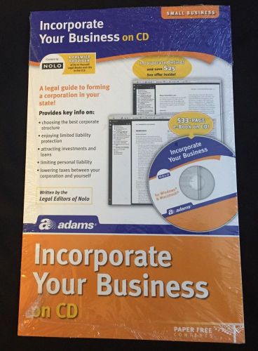 Adams Business Forms Incorporate Your Business On CD