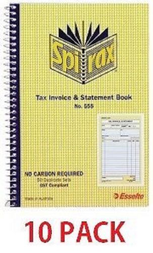 TAX INVOICE &amp; STATEMENT BOOK 555 NO CARBON REQUIRED 50 DUP SET *10 PACK*(85530)