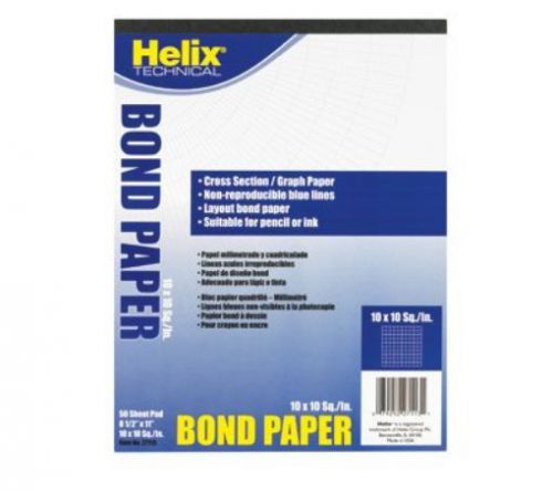 Helix Bond Pad  10 x 10 Grid  8.5 x 11 Inches  50 Sheets  White (27113)