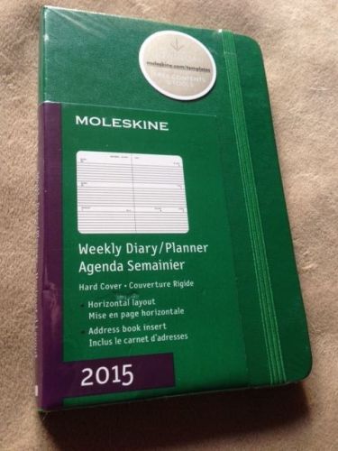 NEW 2015 Moleskine GREEN Pocket WEEKLY Diary Planner Hard Cover SEALED 2350