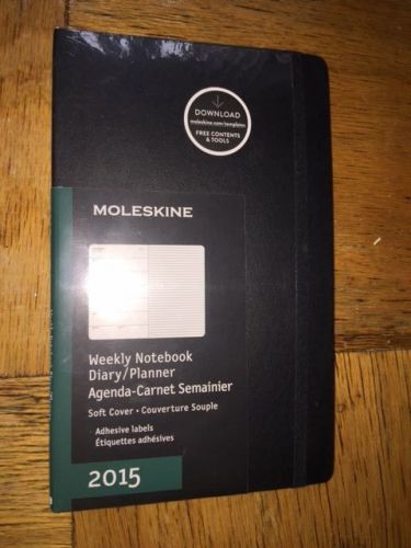 NEW 2015 Moleskine BLACK  WEEKLY NOTEBOOK Diary Planner SOFT Cover SEALED 2534