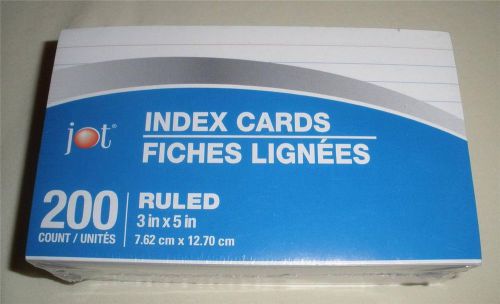 NEW Package RULED INDEX CARDS - 3&#034; x 5&#034; - 200 Count - Back to School