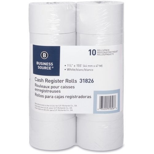 Business Source Bond Paper - 1.75&#034; x 155 ft - 10 / Pack - White - BSN31826