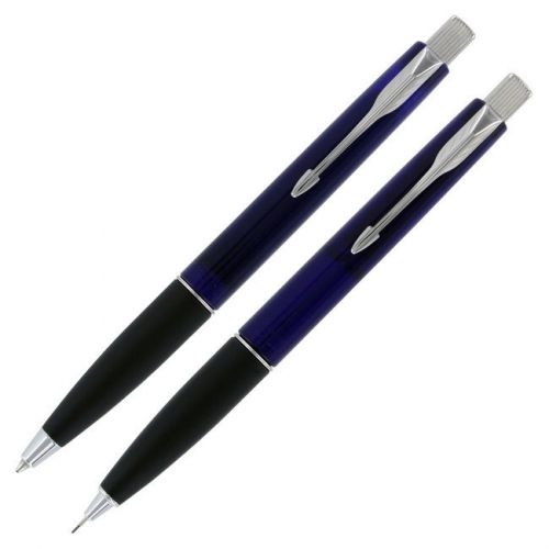 Parker frontier translucent blue ball point pen &amp; mechanical pencil set for sale