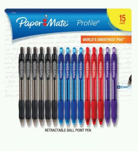 Papermate profile /  ballpoint retractable pen / assorted colors  / (15 pack) for sale