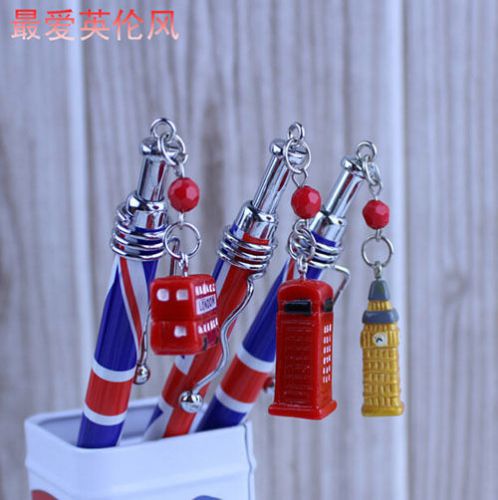 24pcs/lot British London Style UK Flag Big Ben/Bus Pendant Ballpoint Pen Press