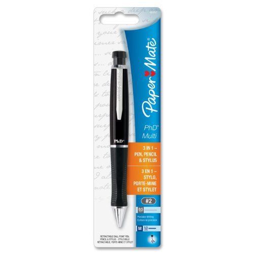 NEW Paper Mate PhD Multi 3-in-1 Retractable Ballpoint Pen  Stylus &amp; Pencil color